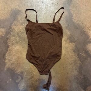 Popilush Brown Bodysuit Sleeveless Adjustable Straps‎ Casual Everyday M